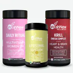 WISHNEW WELLNESS Women's 50+ Rejuvenation Trio: Daily Ritual Multivitamin Women 50+ + Krill Omega Complex + Liposomal Glutathione