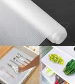 KATHUZZ Multipurpose 45cm x 3m Anti-Slip Bathroom Kitchen Cabinet Drawer Shelf Mat Liner Sheets Roll, Fridge Mat, Table Mat (45cm X 3 Meters Roll, Transparent White)