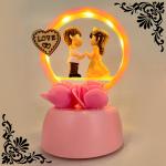 Elegant Lifestyle Cute Couple Holding Hands with Decorative Light and Fur for Home Decor I Gift Ideal Valentine Day, Girlfriend/Boyfriend Gift, Anniversary Gift, Loving Romantic Couple Bedroom Night Lamp & Decorative Showpiece - 14 cm