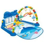 KTRS Enterprise 2 in 1 Baby Gym Mat Piano Gym Mat Rack Infant Music Fitness Rack Rattle Toy Play Crawling Mat Early Educational Toy for 0-18 Months Babies