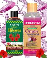 Amueroz Hibiscus Hair Oil, 60 Ml And Onion Shampoo, 200 Ml For Hair Growth, For Men And Women, Hair Conditioning Shampoo, Anti Hair Fall Oil L And Dandruff (Combo Of 2)
