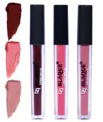 bq BLAQUE Matte Liquid Lipstick Combo of 3 Lip Color # 106-107-117 (Chocolate Mood, Coral Peach, Swiss Light Magenta, 12 ml)