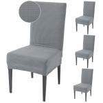 HOKIPO 200 GSM Jacquard Elastic Chair Cover Set of 6, Light Grey (AR-4866-LGRY*6)