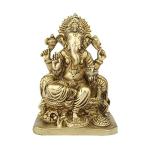 Idol Collections Golden Brass Ganesha Idol Ganesh Sitting On Couch