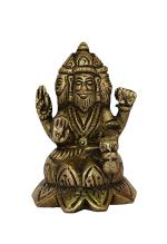 Kalarambh Kalarambh Brass Lord Brahma Idol Murti Statue for Home Office Pooja Puja Room Mandir Table Decor Gift Items Collectible Handicraft Art, Yellow, 1.5 x 1.5 x 2.4 Inch (L x W x H)