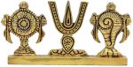AARGKRAFT Brass Shankh Chakra Namah Shankha Chakra Tilak Shankha Gada Padma Height 2 Inch Decorative Showpiece - 5.2 cm (Brass, Gold)
