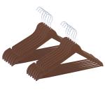 Kuber Industries Hanger|Durable & Lightweight Coat and Clothes Hangers|Notches Wardrobe Organization With 360 Degree Swivel Hook|Pack of 12 (Brown)