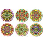 Clawcrafts Set of 6 Wooden Coasters with Tray, Unique Mandala Designs Round for Dining Table, Coaster for Home Decor, Coaster for Office Table, Coaster Gift Set