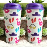 EcoTrendy.IN_Rice Husk Coffee Sipper Cup - Pack of 2 Cups - 475 ML x 2, (Beach Life Design), Eco-Friendly | Recyclable & Reusable | Microwave Safe | Dishwasher Safe | Freezer Safe |