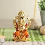 CraftVatika Lord Ganesh Idol for Car Dashboard Gold Plated Ganesha Idols for Home Decor & Gifts