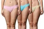 FF Essentials Women's Cotton Bikini Brief Underwear No Show Panties, Soft Stretch Bikini Panties, Pack of 3, Large