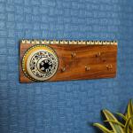 ARTYSTA BEAUTIFYING LIVES Mulitcolor Warli Matki On Top Wood Key Holder for Wall Stylish and Home Decor, 5 Hooks