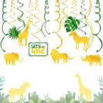Festiko 12 Pcs Jungle Animals Party Decorations Wild One Party Decoration Safari Animals Swirl Hanging Decoration Jungle Animals Party Supplies Safari Party Favors For Girl