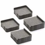 TENEZA Multi-Purpose 4 Pieces Square Plastic Legs,Foot and Stand for Almirah, Wardrobe, Refrigerator, Sofa, Sleeping Bed, Dinning Table and Dressing Table - Black (Fridge Stand - Square)