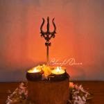 Blissful Decor Brass Trishool with Damru Stand | Trishul with Damru Statue for Temple, Car Dashboard