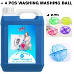 SHREE AMAR YUG 5L BLUE WASHING MASHING LIQUID DETERGEN + 4 WASHING MASHING BALL,