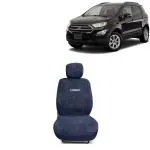 Kingsway Towel Fabric Car Seat Covers for Ford Ecosport, 2017 - 2021 Model, Material: 100% Cotton, Color : Grey, Complete Set of All Seats (Car Specific Front + Rear Seat Covers)