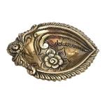 Kalarambh Brass Decorative Diya / Deepak / Divi with Handle for Home Pooja Puja Mandir Temple Decor Collectible Handicraft Art, Yellow, 6.7 x 6.7 x 1.4 Inch (L x W x H)