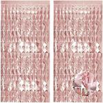 Grand Shop Rose, Gold Square Foil Fringe Curtains