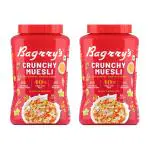 Bagrry's Crunchy Muesli with Almonds, Raisins & Honey(40% Oat Clusters) 1kg, Pack of 2