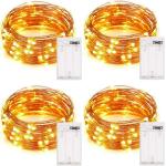 LTETTES Warm White Battery Powered LED Copper Wire String Fairy Light 5 m and 50 Lights (Pack of 4)