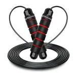 Wearslim Professional Skipping Rope with Ball Bearings Rapid Speed Jump Rope Cable and 6inch Memory Foam Handles Ideal for Aerobic Exercise Like Speed Training, Extreme Jumping - Black & Red