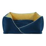 Hiputee Blue Yellow Holland Fabric Rectangular Dog And Cat Pet Bed With Removable Cover (S)