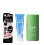 Lecherous Charcoal Face Mask + Salicylic Acid Mask + Green Tea Tea Purifying Clay Stick Mask Green Tea Purifying Clay Stick Mask Oil Control Anti-Acne Eggplant Solid Fine, Portable Cleansing Mask Mud Apply Mask, Green Tea Facial Detox Mud Mask