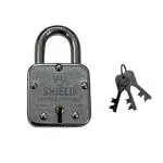 KI SHIELD Square PAD Lock 50MM (ATOOT) || (7 Levers, 3 Keys) || | (Silver Chrome Plated Color) || Keyed Padlocks Hasps Padlocks|| Key Lock || Home Lock || Security Lock || Door Lock