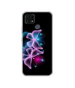 Casotec Butterflies Neon Light Design Printed Silicon Soft TPU Back Case Cover for Realme C25 / C25S