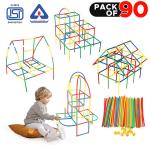 KIWI Kool Straw Stick Puzzle Block 90 Pieces DIY Colorful Pipe Educational Toy for Kids (Multicolor)