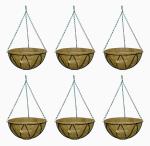 GARDEN KING 12 Inch Metal Hanging Basket (Color-Black, Set of 6 PCs)