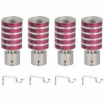 ZYREX Durable High Quality Stainless Steel Curtain Bracket with Support 1 Inch Rod Pocket Finials Designer Window Rod Support Fittings, Curtain Rod Holder(Shiny purple, pack 4)