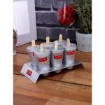 HAZEL Aluminium Kulfi Mould Set of 6 with Stand & 12 Ice Cream Sticks DIY Kit Reusable