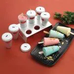 HAZEL Aluminium Kulfi Mould Set of 6 with Stand & 12 Ice Cream Sticks DIY Kit Reusable