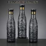 CRONUS Zig-Zag Golden Ring Diamond Cap Water Bottles For Fridge Home Office Gym School 1000 ml Bottle (Pack of 3, Clear)