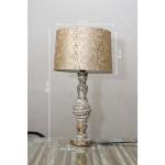 ZARA WOODEN HANDICRAFTS Table Lamps with Floral Fabric Shade, Decorative Modern DeskLampWhitewash finish Study Lamp (20 cm, Multicolor)