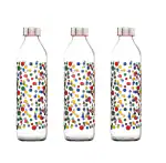 SAND DUNE Polka Dots Printed Glass water bottle,Travel Glass Drinking Fridge Bottle(800ml,set 3)