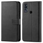 Clickaway Black Faux Leather Back Case Cover For Techno Pova Neo