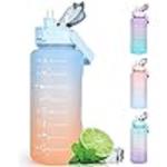 WEZOSHINET 2Liter Water Bottle Gradiant Color With Straw And Motivational Bottle Portable Mouth And Flip To Open Lid One Hand Drink For Gym, Yoga, Travel And Any Other Use - Multicolor (Pack Of 1)