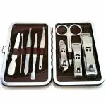 MAPPERZ Manicure Kit/ Professional Stainless Steel Grooming Set With Leather Case (9 in 1)