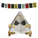 Divya Mantra Velvet and Glass Feng Shui Pyrmid & Tibetan Flag Wall Sticker Pack of 2 ,DVYMCOM784