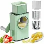 SKI MALL Godd Vegetable Slicer - Round Mandoline Slicer, Grater, Shredder Salad Maker - Large Feed Port - Suction Base - Cutter for Vegetable, Fruit, Cookie, Oreo, Nuts (Plastic)