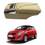 Oshotto PU Leather AR-02 Car Armrest Console Box Compatible with Maruti Suzuki Swift (Old) - Beige