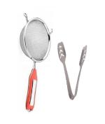 Urban Buy Stainless Steel Soup Stainer/Channi with Cooking And Serving Momo Tong ,Multicolor, &(Pack of 2)