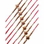 House And Crafts - Multicolor Tortoise Pearl Designer Rakhi With Roli Chawal Card For Men And Boys (Pack Of 8)