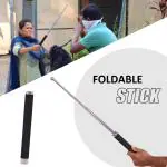 STEXU Foldable-Stick-For-Self-Defence | Telescopic Handheld Flagpoles | Stainless Steel Extendable Portable Flag Pole for Tour Guides Teacher Pointer | Self Defence For Men & Women, Kids Black, Old Person | Foldable Stick For Walking, Dogs Safety