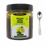 MASALA POTLI Homemade Khatti Mitthi Nimbu Chutney | Sweet and Tangy Lemon Chutney with Spoon (250 Grams, PET Jar)