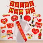 Zyozique Bride to Be Decorations Combo - Bride to Be Banner, PhotoBooth Props & Sash (Pack of 22)