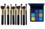 Buy Tya Plain Black Makeup Brushes With Obsession Sapphire Eyeshadow Palette (Set Of 2)